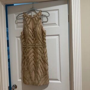 Jovani gold beaded dress
